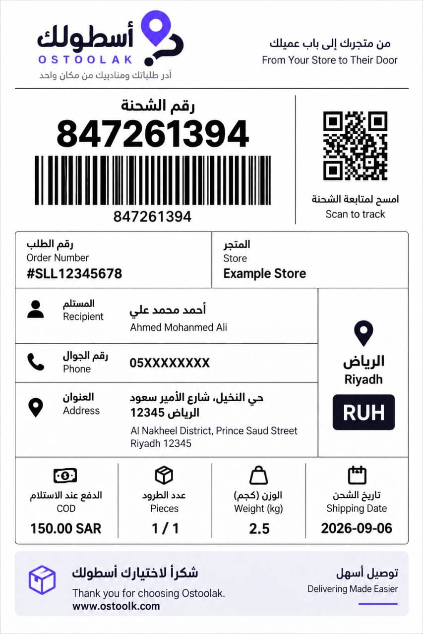 ملصق شحنة أسطولك المعتمد مقاس أربعة في ستة